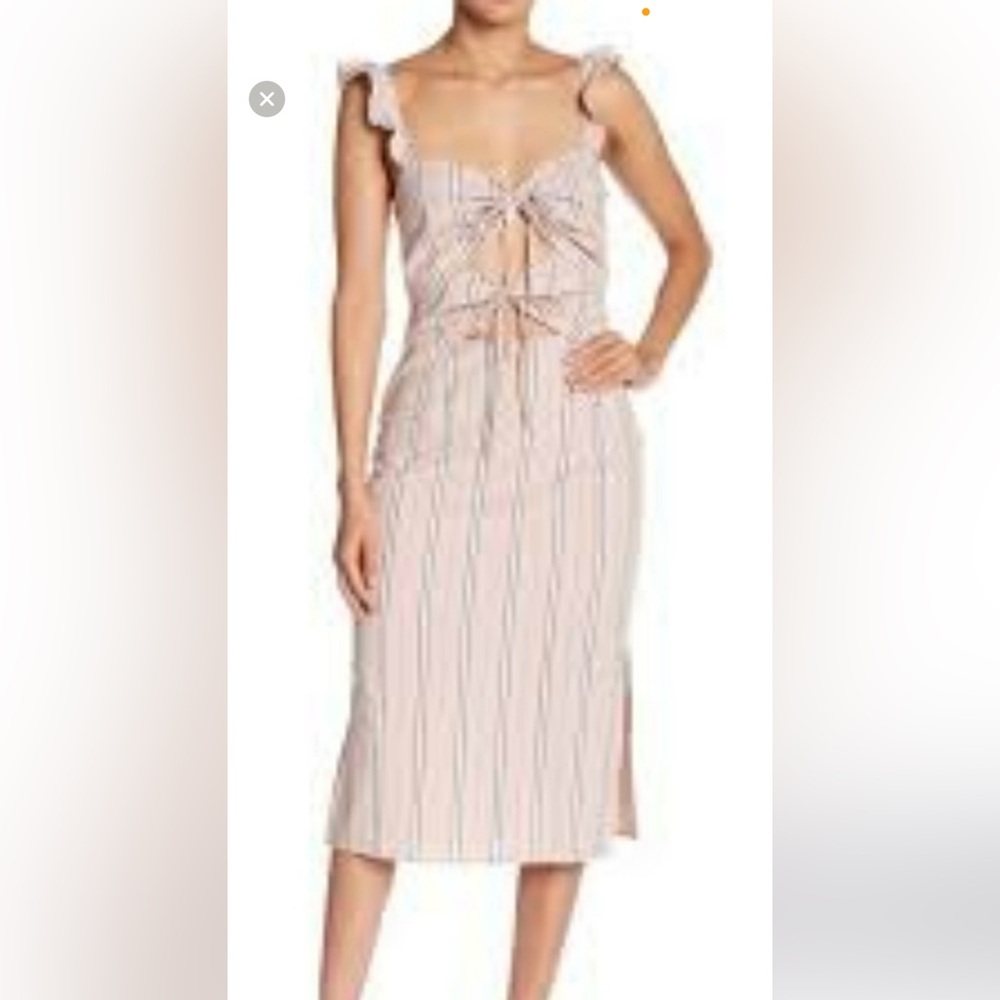 NWT Wayf ruffled sleeve striped middress